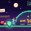 Pikselkunst i dataspillstil av en ridder med et grønt antivirusskjold som blokkerer et skadevareinsekt, mens en fiskekrok med lappen «Du har vunnet!» og en monstergaveeske merket «.EXE» lurer utenfor et lysende kraftfelt som beskytter en nøkkel, en skattekiste med mynter og en mobil på soklene «Konto», «Penger» og «Enhet».