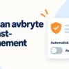 Illustrasjon av hvordan du avbryter et Avast-abonnement, med en avslått bryter for automatisk fornyelse, et skjold og en kalender.