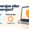 Illustrasjon av en bærbar PC med skjold og nedlastingspil, samt forskjellen mellom Avasts gratisversjon uten tidsbegrensning og en tidsbegrenset prøveversjon.